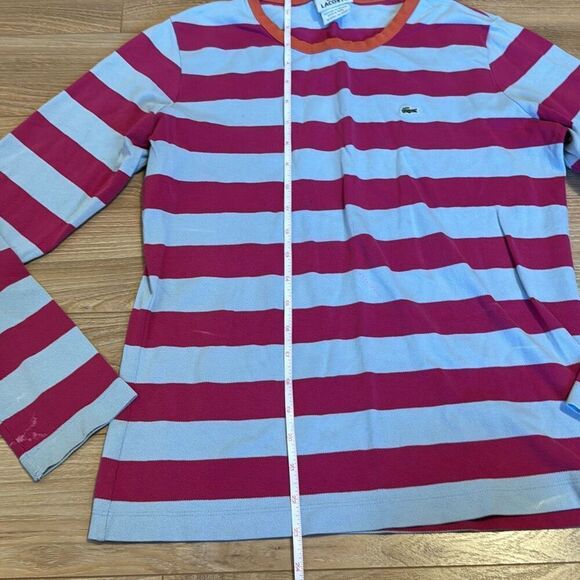 Lacoste vintage pink and blue striped long sleeve size 42   Has some bleach stai - Picture 6 of 8